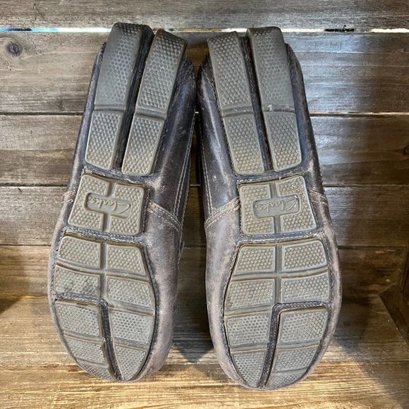 Mens Clarks‎ Marksman Dark Brown Leather Slip On Driving Loafers Shoes Size 10 M main image 6